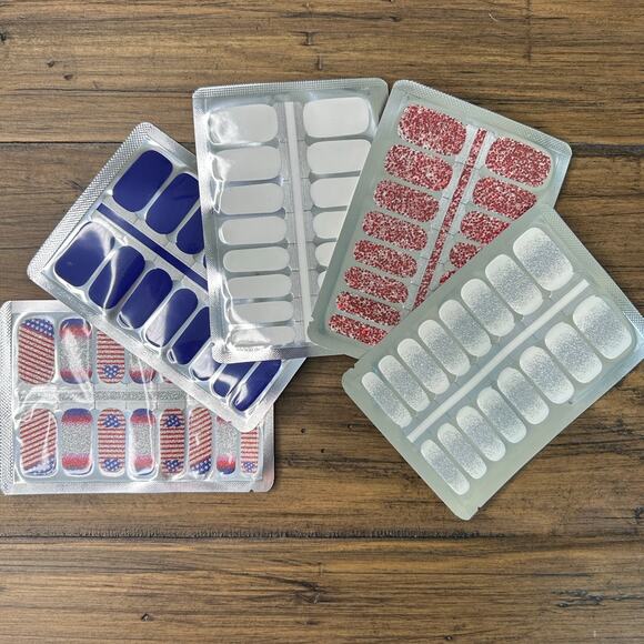 Nail Wraps 4th of July "Favorite Freedoms" 5 Complete SETS! Stars Stripes Hearts - Picture 3 of 15